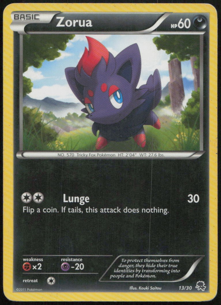Zorua (#13) 13/30 HP BW Trainer Kit: Excadrill & Zoroark Common Pokemon