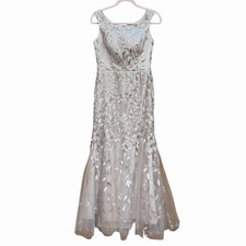 Formal/Mother of the Bride/Wedding Beige Long Wedding Dress w/ Sequence 6 NWT