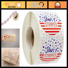 500 Patriotic American Stars  Stripes Stickers - 1.5" Circle for 4th of July
