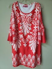 Almost Pink Orange/White Shift Dress Sz Small
