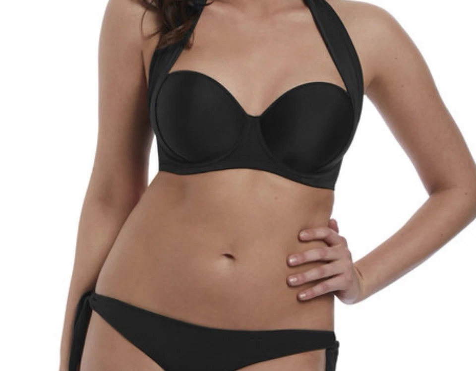 FREYA DECO SWIM BLACK UNDERWIRE MOULDED BANDEAU BIKINI TOP SIZE 30H Foto 2 de 4