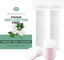 Premium 100 Cotton Pads, 200 Rounds - Skincare, Baby, Cleansing, Gentle  Soft,