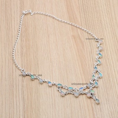 Ethiopian Welo Opal Jewelry Silver Love Necklace Crystal Pendant Valentine Gift