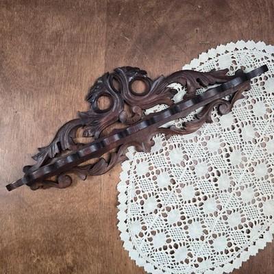 Alter Wandpfeifenhalter aus geschnitztem Holz - Pfeifenregal 10 Vintage - Rustikal