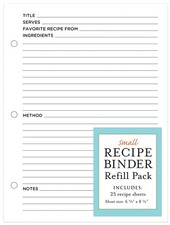 Small Recipe Binder Refill Pack: 25 Sheets