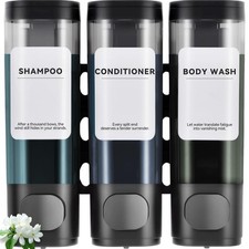 3 Pack Shampoo and Conditioner Dispenser, Shower Soap Large, Black 3 Chamber