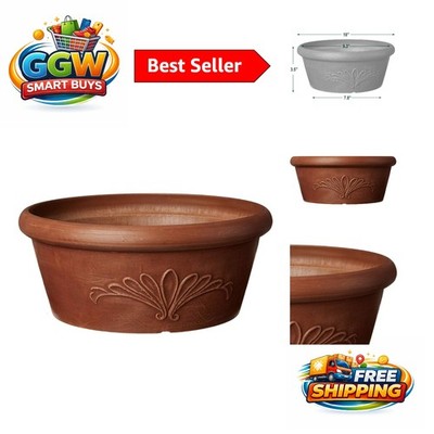 Eco-Friendly 10-Inch Planter Bowl for Succulents and Bonsai   Terra Cotta Color