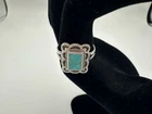 3.73g Vintage Sterling Silver 925 Turquoise Rectangle Ring Engraved Size 8 M