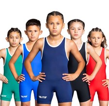 Youth Wrestling Singlet for Kids Navy Blue, Medium Size