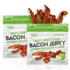 Applewood Smoked Bacon Jerky, 12g Protein Per Bag, Tender & Easy to Chew... 
