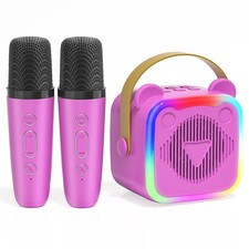 Mini Karaoke Machine for Kids,Portable Bluetooth Speaker with 2 Microphones,M...