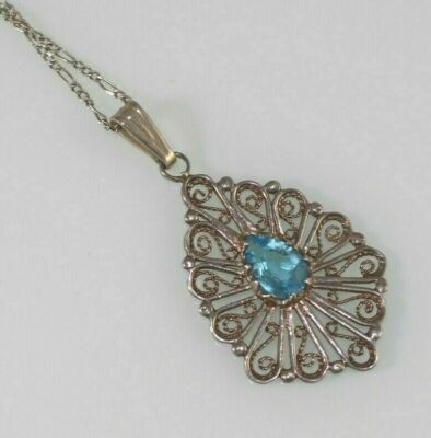 Vintage filigraner Topas farbiger Anhänger an Kette Halskette 