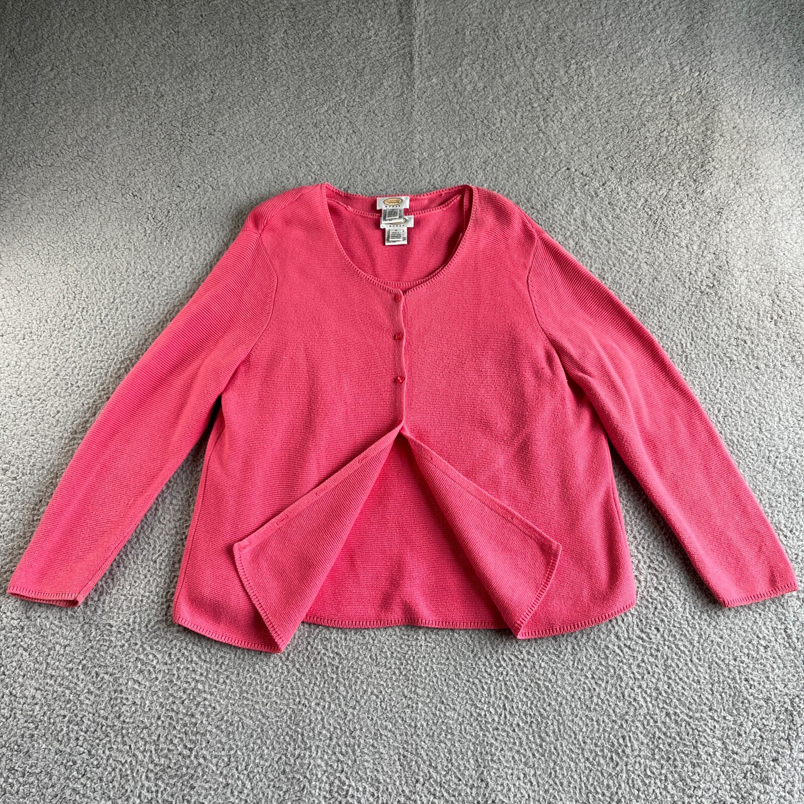 Vintage Talbots Cardigan Sweater Womens Plus Size 1X Pink 2 in 1 Vest Chunky