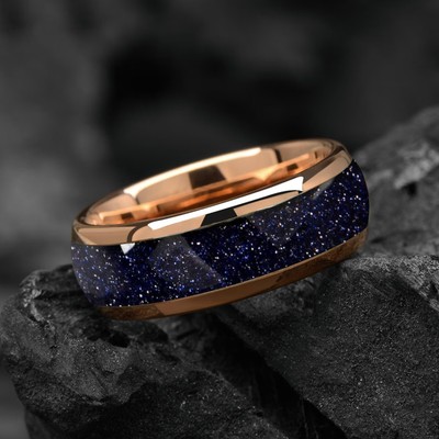 Galaxy Sandstone Tungsten Wedding / Engagement Ring for Men & Women 4/6/8 mm