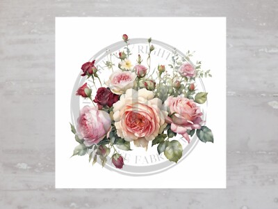 Rustic Romance Roses Floral Chic Fabric Panel Craft Sewing Quilt Block A640