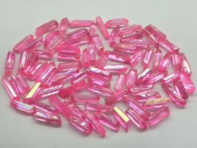 70-80pcs Pink Aura Quartz Crystal Points 1/2 lb Angel Aura Quartz Small Wand
