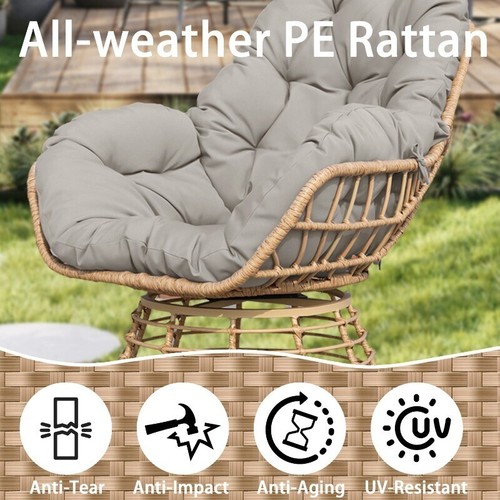 VIXLON Outdoor Furniture Patio Rattan Chair and Table Sets Garden Swivel Chairs - Picture 34 of 76