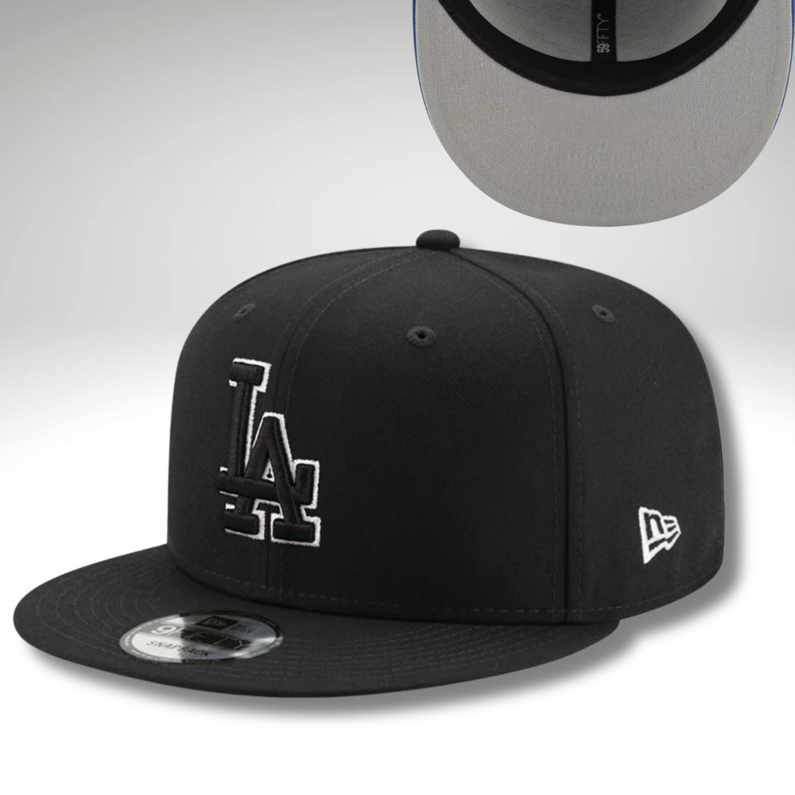 New Era 9FIFTY Snapback Hat MLB LA Dodgers B/B/W Men's Adjustable Cap