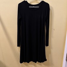 Black Dress Size Small Long Sleeve A-Line Scoop Neck Lightweight