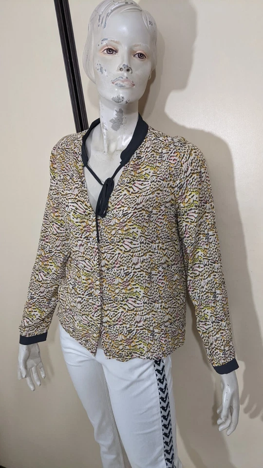 Miss Captain Taille 40 Blouse manches longues beige rose noir femme - Photo 2/4