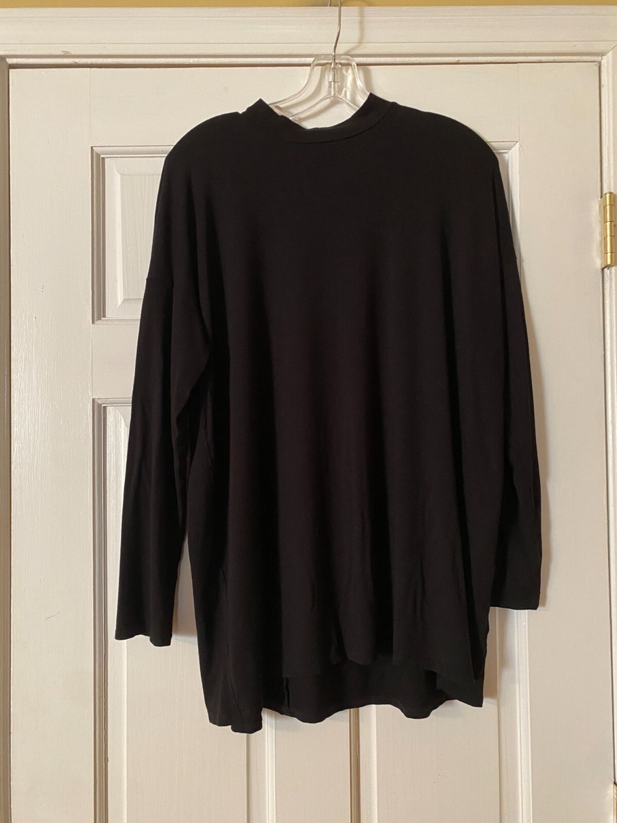 EILEEN FISHER Top Size Small Black Long Sleeve Mock Neck Tunic