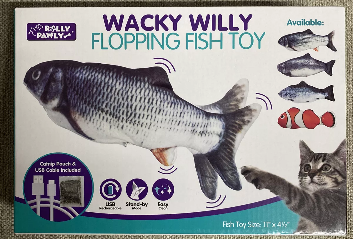 Flopping Fish Cat Toy ClownFish Rechargeable USB Wacky Willy 11