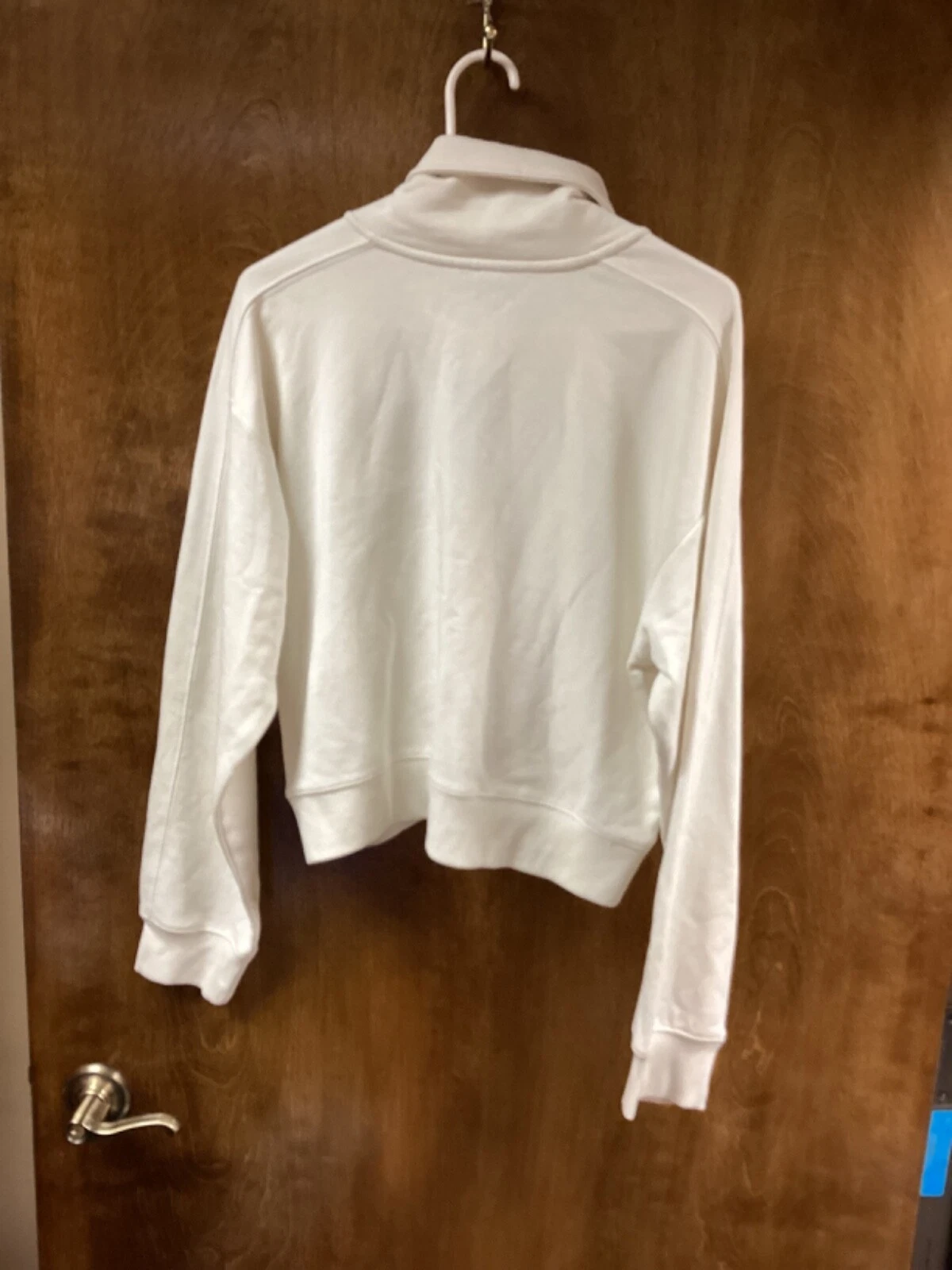 VETEMENTS Felpa donna ""Prince"" bianca nuova con etichette cerniera parziale pickleball. Taglia XL