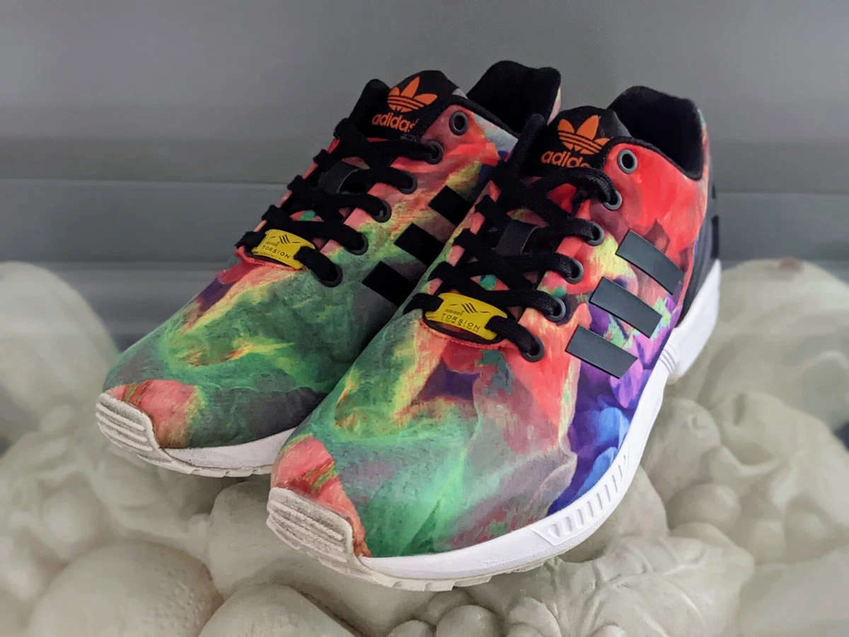 Adidas Torsion ZX Flux Rainbow Multicolored Running Shoes 7 7.5