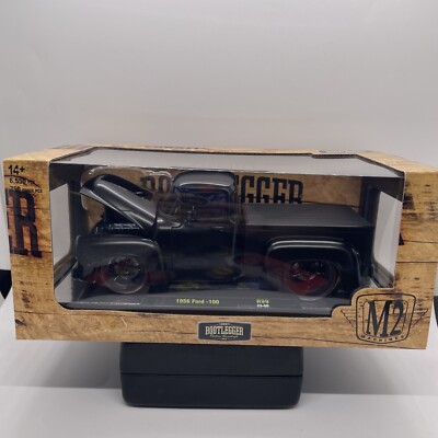 M2 MACHINES MATTE BLACK CHASE LUNATI BOOTLEGGER 1956 FORD F100 PICKUP 1/24 TRUCK