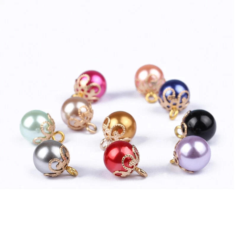 10Pcs Small Full Round Faux Pearl Ball Buttons for Wedding Sewing DIY Craft - Image 2 of 4