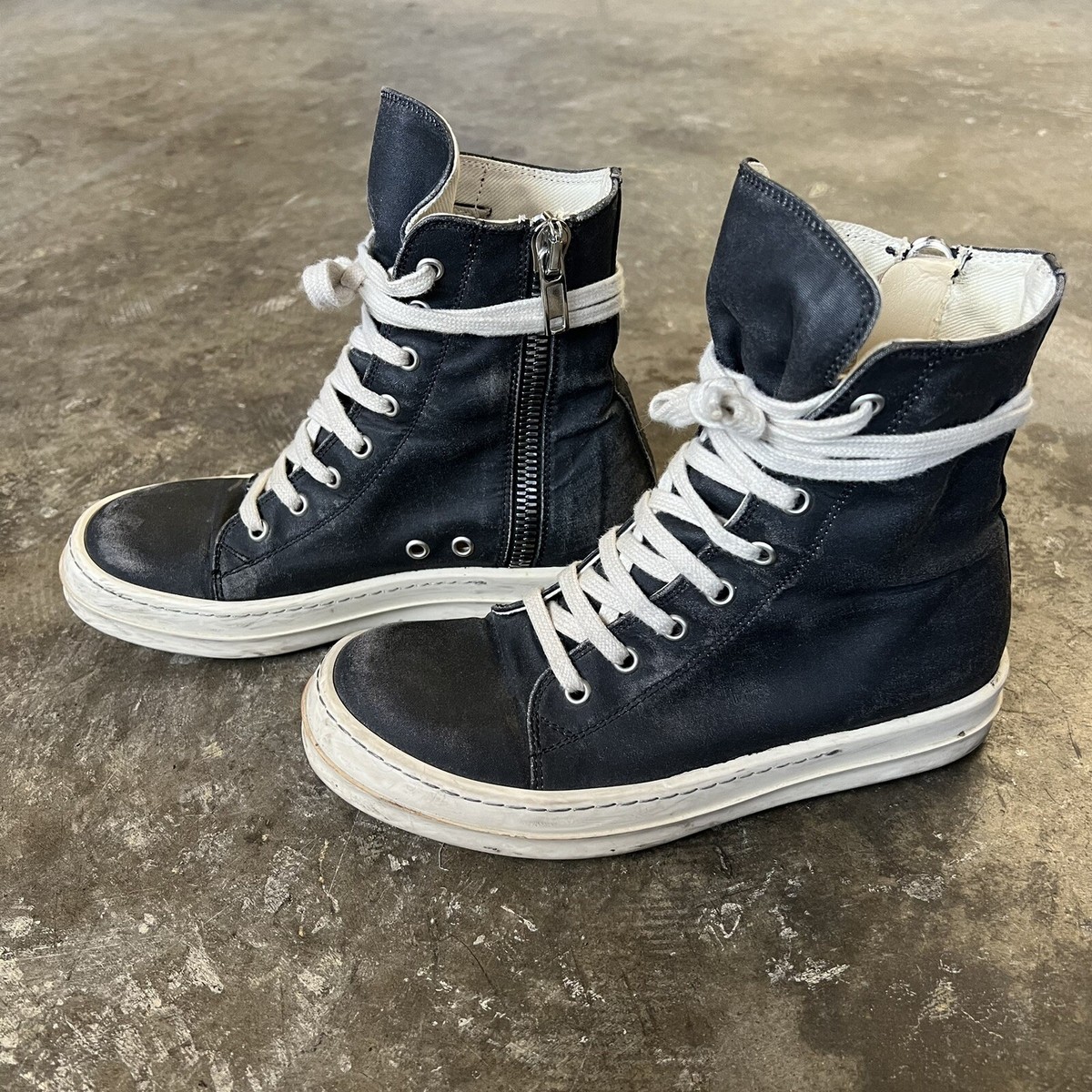 RICK OWENS DRKSHDW RAMONES BLACK LACE UP BOOT SNEAKERS SIZE RICK OWENS DRKSHDW RAMONES BLACK LACE UP BOOT SNEAKERS SIZE