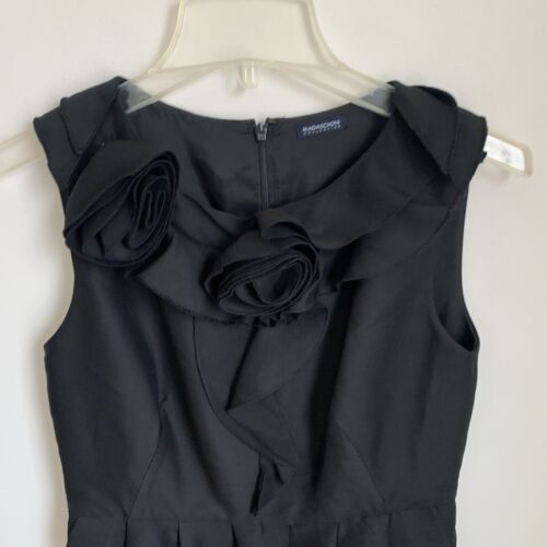 Magaschoni Dress Womens S Black Wool Fit Flare Sleeveless Office Career Silk - Picture 2 of 11