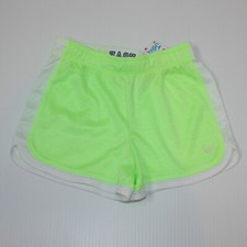 Justice Girl's Neon Lime Green with White Trim Athletic Mesh Shorts size 7 NWT