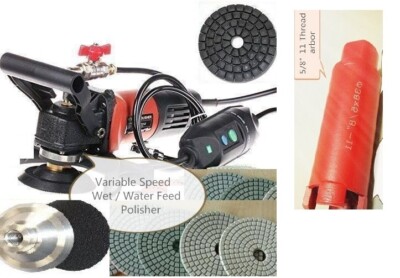 Granite Stone Concrete Wet Polisher 35 Polishing Pad Buffer 5 Core Bit Hole Saw