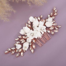 Flower Bridal Hair Comb Rhinestone Bridal Hair Accessories Crystal Hair Piece...