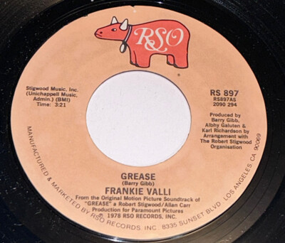 Frankie Valli Grease & Instrumental 45 RPM 7  233Z11