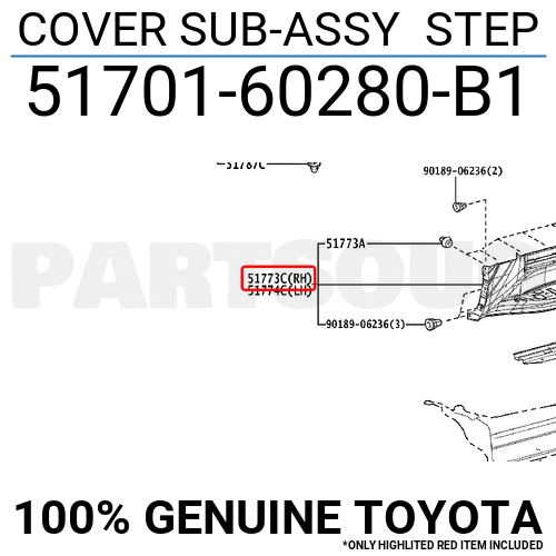 5170160280B1 Genuine Toyota COVER SUB-ASSY STEP 51701-60280-B1 | eBay