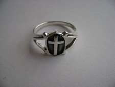 Sterling Silver Oval Cross Design Ring New