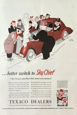 1940 Texaco Dealers Sky Chief Vintage Ad luxury gasoline that saves you money