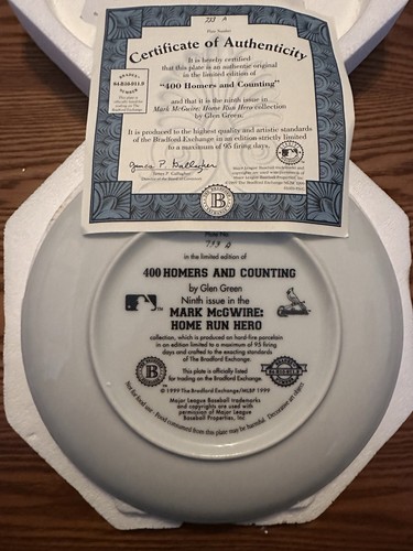 Mark McGwire Cardinals 1999 Home Run Hero Bradford Exchange Collector Plate - Picture 2 of 2