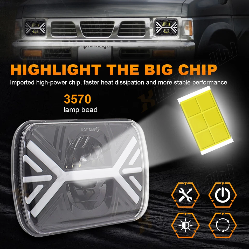 2PCS For chevrolet P10 P20 P30 Van 7"inch Round LED Headlight Hi-Low Beam w/DRL - Изображение 4 из 4