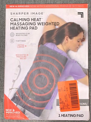 Sharper Image Calming Heat Massaging Weighted Heating Pad With 9 Settings
