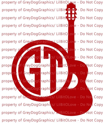 Guitarra Acústica Tamaño Yeti Personalizada Monograma Calcomanía Iniciales Pegatina Música - Imagen 3 de 23