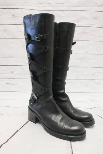 Cesare Paciotti Knee High Boot Black Leather Size