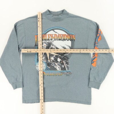VTG Harley Davidson Fun Wear Solid Long Sleeve T-Shirt Gray