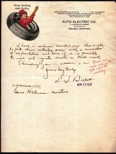 1932 Helena Montana - Auto Electric Co - Kellys - Color History Letter Head Bill