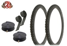 ALTA BICYCLE WIRE BEAD DURABLE TIRE 26 x 1.75 BLACK ALL-TERRAIN KNOBBY 6pc SET.