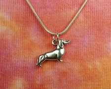Dachshund Dog Necklace, or Earrings, 3D Weiner Dashound Double Sided Charm Gift