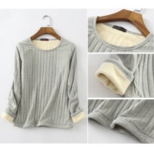 Camisa interior básica forrada de lana para damas Camiseta inferior Blusa térmica gruesa