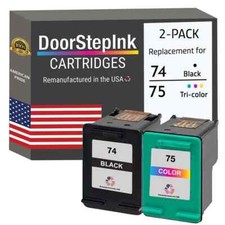 DoorStepInk Compatible Ink Cartridges for HP 74 Black and HP 75 Color 2pack-USA